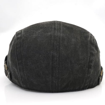 Mens Flat Caps Cabbie Driving Beret Newsboy Cotton Ivy Hat - color: B - Black