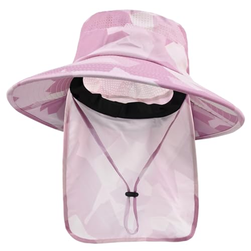 ZOORON Sun Hats for Men Women with Neck Flap Fishing UPF 50+ UV Protection - color: Camo Pink