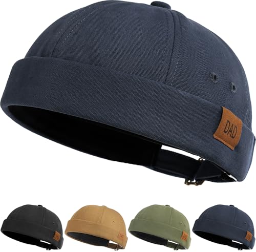 Initlove Mens Brimless Docker Hat Vintage Sailor Hat Skullcap Beanie Cap - color: Dad Dark Grey