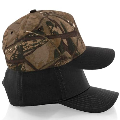 Daxton Men Original Trucker Hat Cotton Twill with Adjustable Snapback 5 Panel A-Frame Cap - color: 2 Pack - All Black, Camo Black
