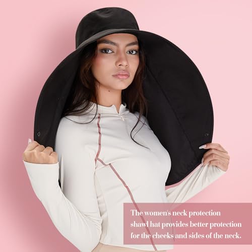 Shyyween 3 Pack Wide Brim Hats for Women,UPF 50+ - color: Black