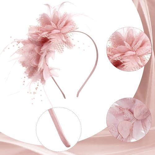 Pistha Womens Fascinators Hats Tea Party Hats Headband for Women Dresses - color: Nude Pink