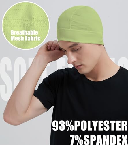 Skull Cap Helmet Liner for Men Women Cooling Hat Running Beanie - color: Set G-mint Green,white,grass Green
