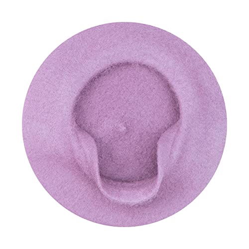 Gllutt Women Wool Beret Hat French Style Solid Color - color: Lilac