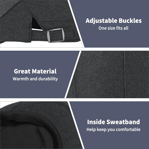 Newsboy Hat Cotton Adjustable Flat Caps Ivy Irish Gatsby Cap Cabbie Golf Hunting Hats for Men - color: Dark Grey