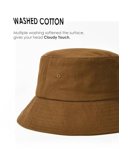 FURTALK Bucket Hats for Women Washed Cotton Packable Summer Beach Sun Hats Bucket Hat with Strings for Travel - color: Dark Orange