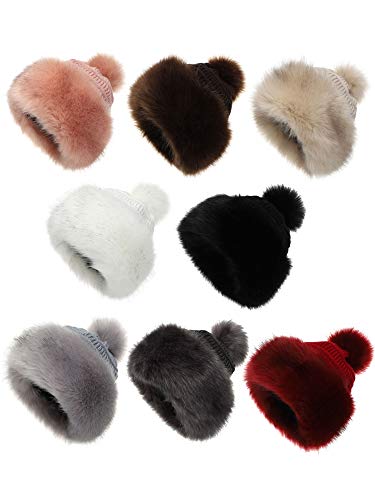 Soul Young Women's Faux Fur Hat Russian Cossack Knit Pompom Hat Ski Snow Cap for Winter Outdoor - color: Burgendy