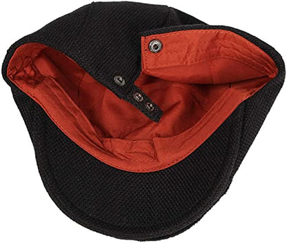 Cabbie Hats for Men Summer,Cotton Beret Newsboy Hat Ivy Gatsby Adjustable Flat Cap Beret for Driving - color: A02-black