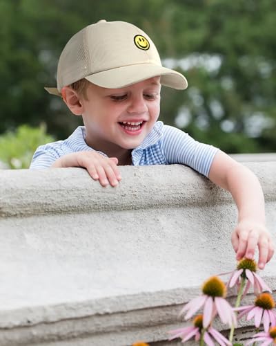SONMONY Toddler Hat Smile Face Kids Baseball Cap Adjustable Cute Hat 3-12Y - color: Mesh-beige