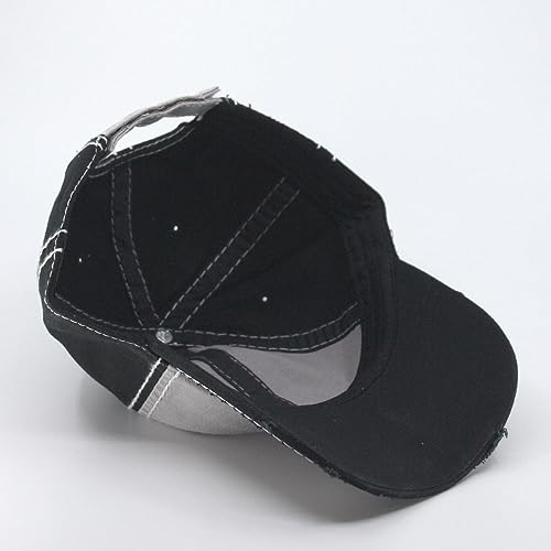 Washed Cotton Distressed with Heavy Stitching Adjustable Baseball Cap - color: Gray/Gray/Black