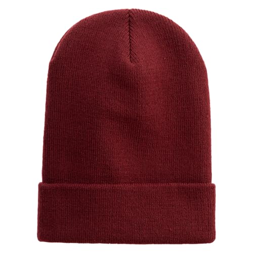 e4Hats.com 12 inch Cuffed Knit Long Beanie - color: Maroon