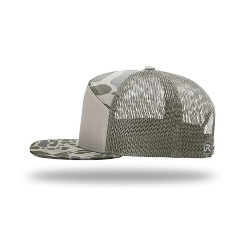 Richardson 168 Hi-Pro 7 Panel Adjustable Snapback Trucker Mesh Back Cap - color: Marsh Duck Camo/Loden