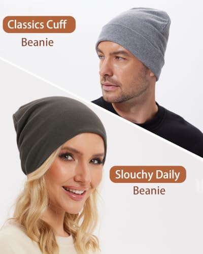 Thin 100% Cotton Fine-Knit Beanie Hat Slouchy Soft Chemo Skull Cap - color: 1-grayish Green