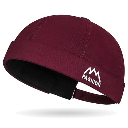 Outdoor Brimless Hat for Men Women, Adjustable Rolled Cuff Skull Cap - color: 1#burgundy