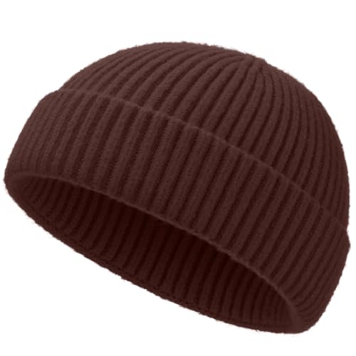 Short Fisherman Beanie for Men Women Wool Knit Cuff Winter Hats - color: 1pcs-dark Coffee