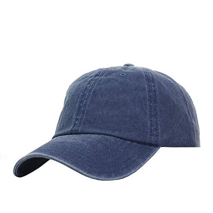 Plain Washed Cotton Adjustable 6 Panel Dad Hat Baseball Cap - color: Navy