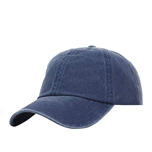 Plain Washed Cotton Adjustable 6 Panel Dad Hat Baseball Cap - color: Navy