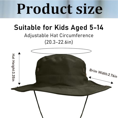Kids Sun Hats for Boys Girls Bucket Hat UPF 50+ UV Protection Safari Hat Lightweight & Breathable Boonie Hat - color: 1 Pack-army Green