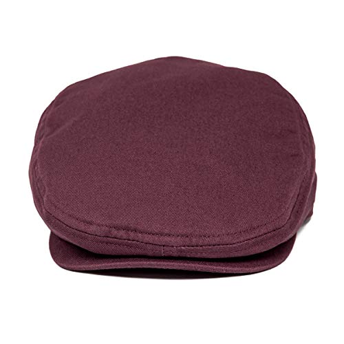 Men Ivy Cap Cotton Twill Newsboy Flat Hat - color: Burgundy, size: 7 1/8