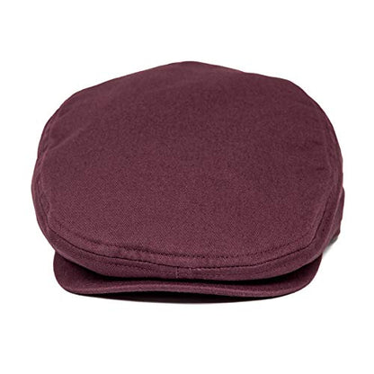 Men Ivy Cap Cotton Twill Newsboy Flat Hat - color: Burgundy, size: 7 1/8