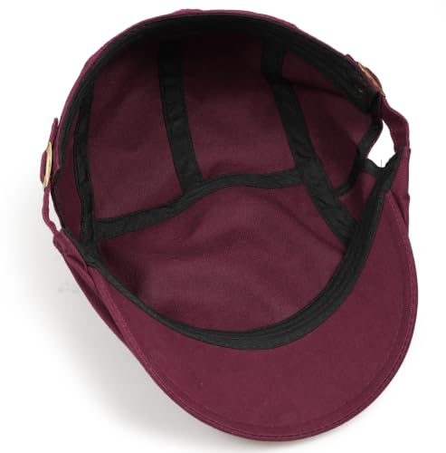 Initlove Mens Newsboy Cap Cotton Ivy Hat Beret Hats for Driving - color: B Wine Red