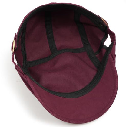 Initlove Mens Newsboy Cap Cotton Ivy Hat Beret Hats for Driving - color: B Wine Red