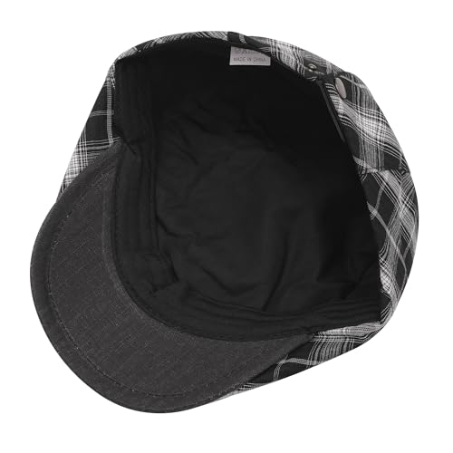 ZLYC 남성용 여름 플랫 캡 Scally Ivy Gatsby Newsboy Beret Driver Cabbie 사냥 모자 - color: 격자무늬 블랙