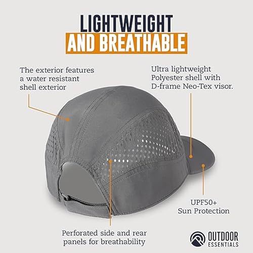 OutdoorEssentials Running Hat - Breathable Running Hats for Women & Men - Jogging Exercise Hiking Cap - Trail Baseball Tennis - color: Gray