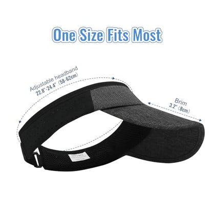 Foldable Sports Sun Visor Hat - Adjustable Running Golf Tennis Cap with Mesh&Reflective Design, Quick Drying for Men & Women - color: Gray/Non-reflective