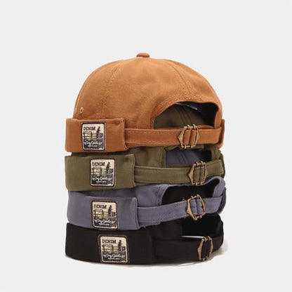 Mens Docker Cap Brimless Skullcap Sailor Cap Rolled Cuff Retro Beanie Hat - color: Retro Green