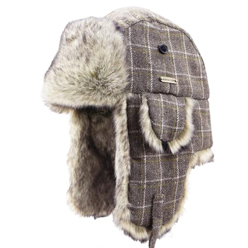 Unisex Winter Trapper Hat Cold Proof Keep Warm Hat with Ear Flaps for Hunting Skiing Trooper Outdoor Activities - color: Line Series-greenish Gray, size: Large-X-Large