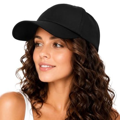 Lvaiz Womens Satin Lined Baseball Cap Washed Cotton Adjustable Dad Hat - color: Black