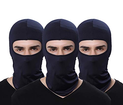 Pack of 3 Ski Mask Bandana Face Hat for Outdoor Airsoft Motorcycle Hood Helmet Balaclavas Headwear - color: Darkblue