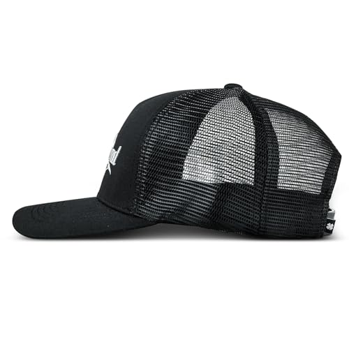 Lucky Brand Trucker Hat | Snapback | Adjustable | Mesh Back | Retro | Baseball Cap | Golf | Fishing | American Heritage - color: Born in America - Black