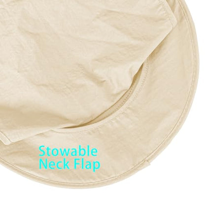 ZOORON Sun Hats for Men Women with Neck Flap Fishing UPF 50+ UV Protection - color: Beige