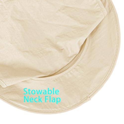 ZOORON Sun Hats for Men Women with Neck Flap Fishing UPF 50+ UV Protection - color: Beige
