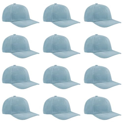 TK Flex Blank Hats, Adjustable Plain Hats, Casual Women's and Men's Hats, Baseball Caps for Patches and Embroidery, 12 Pack - color: Sky Blue