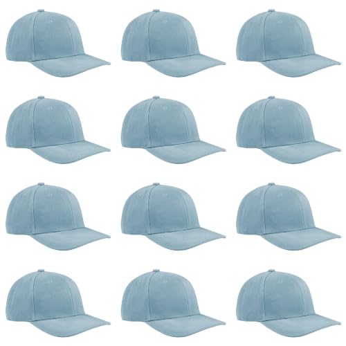 TK Flex Blank Hats, Adjustable Plain Hats, Casual Women's and Men's Hats, Baseball Caps for Patches and Embroidery, 12 Pack - color: Sky Blue