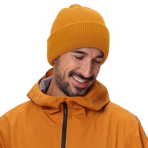 Connectyle Thick Cuffed Beanie for Men & Women Double Layer Knit Winter Hat Acrylic Watch Hat Warm Stocking Skull Cap - color: Golden Yellow