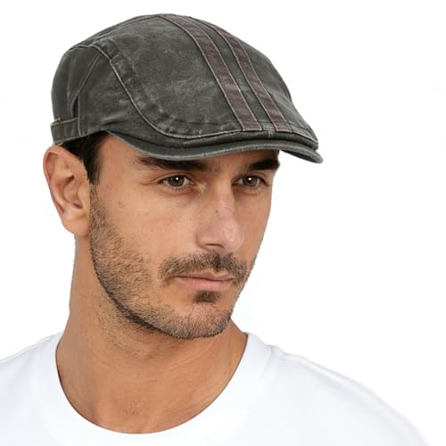 Initlove Mens Newsboy Cap Washed Beret Ivy Hat Flat Hats for Cabbie Driving - color: B Green