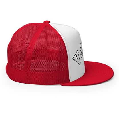 NX Upside Down Tampa Embroidered Flat Bill Trucker Hat High Crown Snapback Cap - color: Red/ White/ Red