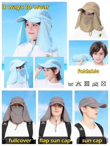 Full Coverage Removable UPF 50+ Sun Hat, Breathable Quick Dry Running Cap - color: Khaki, size: Small