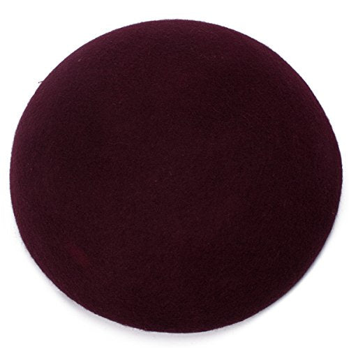 Cute Wool Felt Pillbox Hat Millinery Round Fascinator Base Craft Supply A048 - color: Wine