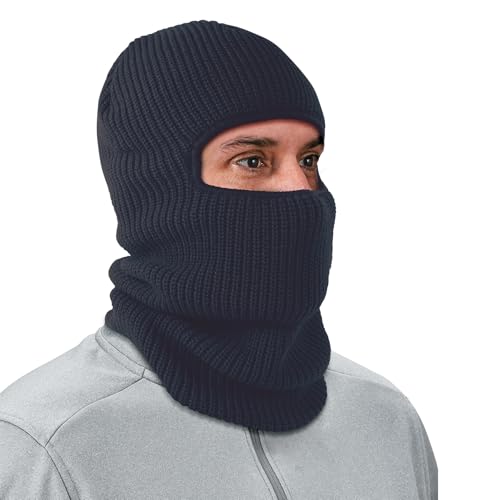 Ergodyne Unisex Adult N-ferno 6829 Freezer Balaclava Face Mask - 2-Layer, Acrylic Rib Knit - color: Navy