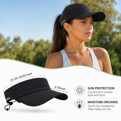 Sun Visor Caps Foldable Brim Adjustable Visor Hats for Women Men - color: 2# Black