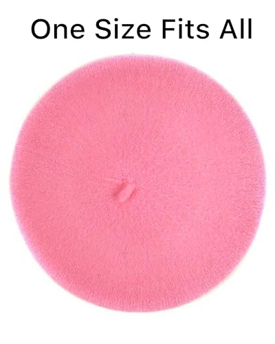 Parquet Solid Color French Beret Hat. Classic French, Casual and Chic Lightweight Cap for Women - color: Pink