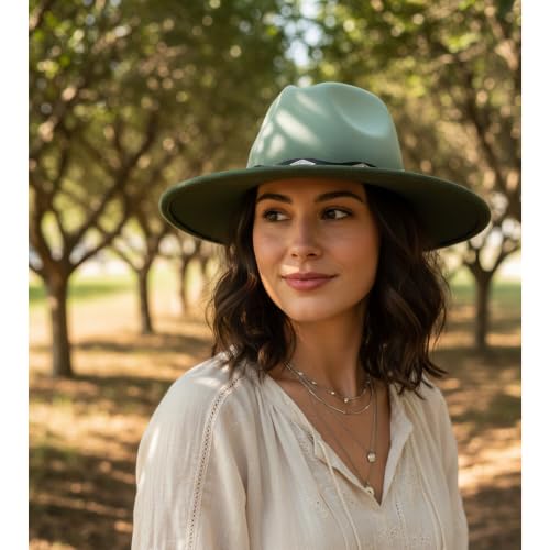 Lisianthus Gradient Color Fedora Hat for Women & Men - color: Black Band, Green