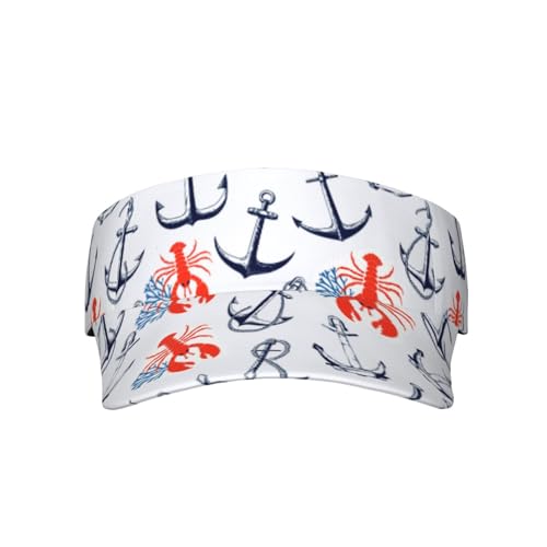 Nautical Anchor Visor Caps for Women Men Summer Sun Visor Hat with Sweatband for Running Outdoor Beach - color: Nautical Anchor-a1124