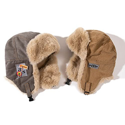 Croogo Trapper Hat Winter Hats for Men Trooper Russian Warm Hat with Ear Flaps Women Ushanka Fur Hat Windproof Ski Hat - color: Pl10-gray