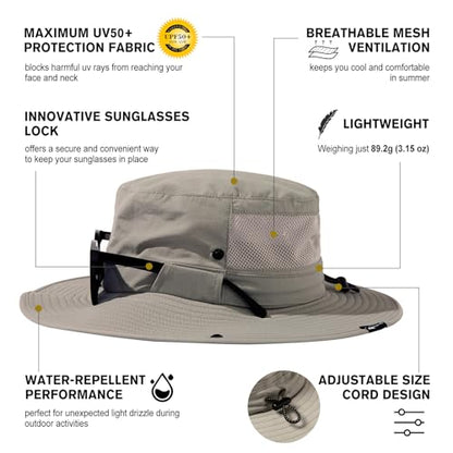 TOP-EX Wide Brim Mesh Sun Hat for Men and Women, UPF 50+ Water-Resistant - color: Gray, size: XX-Large
